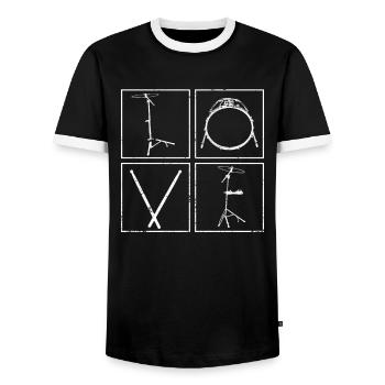 Schlagzeug Drumsticks - Männer Kontrast-T-Shirt - Schwarz/Weiß - Vorne - AI Model Female 172 light (172cm) & AI Model Male 178 light (178cm)