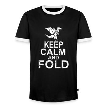 Origami Drachen Falten - Männer Kontrast-T-Shirt - Schwarz/Weiß - Vorne - AI Model Female 172 light (172cm) & AI Model Male 178 light (178cm)