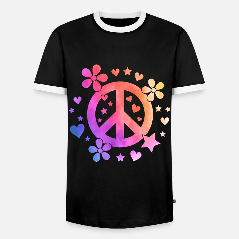 Peace marijuana - Men's Ringer Shirt - black/white
