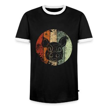 Schwein - Männer Kontrast-T-Shirt - Schwarz/Weiß - Vorne - AI Model Female 172 light (172cm) & AI Model Male 178 light (178cm)