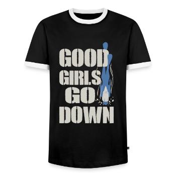 Diver girl - Men's Ringer Shirt - black/white - Front - AI Model Female 172 light (172cm) & AI Model Male 178 light (178cm)