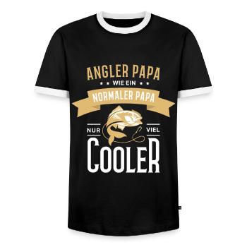 Angler Papa Angeln Fischen Geschenkidee - Männer Kontrast-T-Shirt - Schwarz/Weiß - Vorne - AI Model Female 172 light (172cm) & AI Model Male 178 light (178cm)