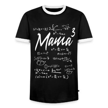Maman haute 3 triple maman professeur de mathématiques - T-shirt contrasté Homme - noir/blanc - Devant - AI Model Female 172 light (172cm) & AI Model Male 178 light (178cm)