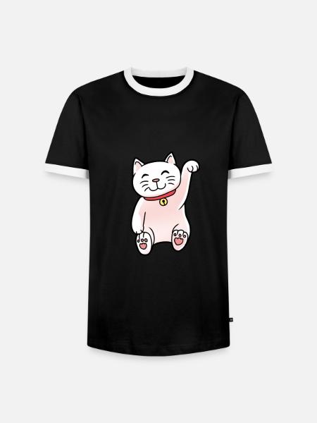 Asia Cat China Chinese Cat Meow - Men's Ringer Shirt - black/white