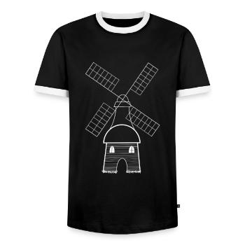 Niederländische alte Windmühle vom Land Geschenk - Männer Kontrast-T-Shirt - Schwarz/Weiß - Vorne - AI Model Female 172 light (172cm) & AI Model Male 178 light (178cm)