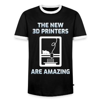 3d Printing - Men's Ringer Shirt - black/white - Front - AI Model Female 172 light (172cm) & AI Model Male 178 light (178cm)