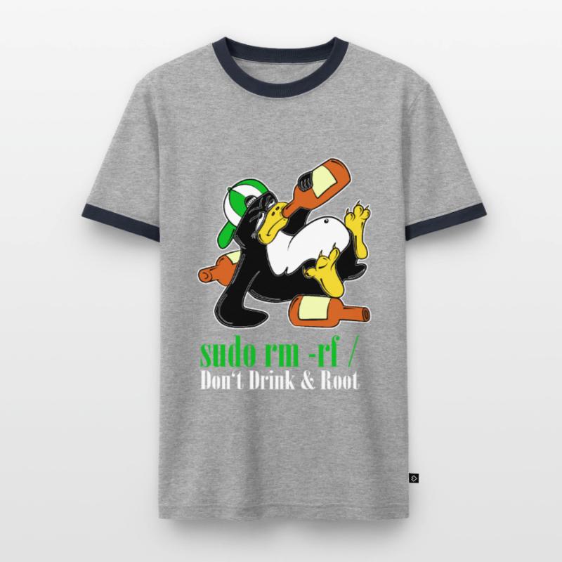 Linux Pinguin Sudo Admin Lustig Informatik PC Nerd Männer Kontrast-T-Shirt