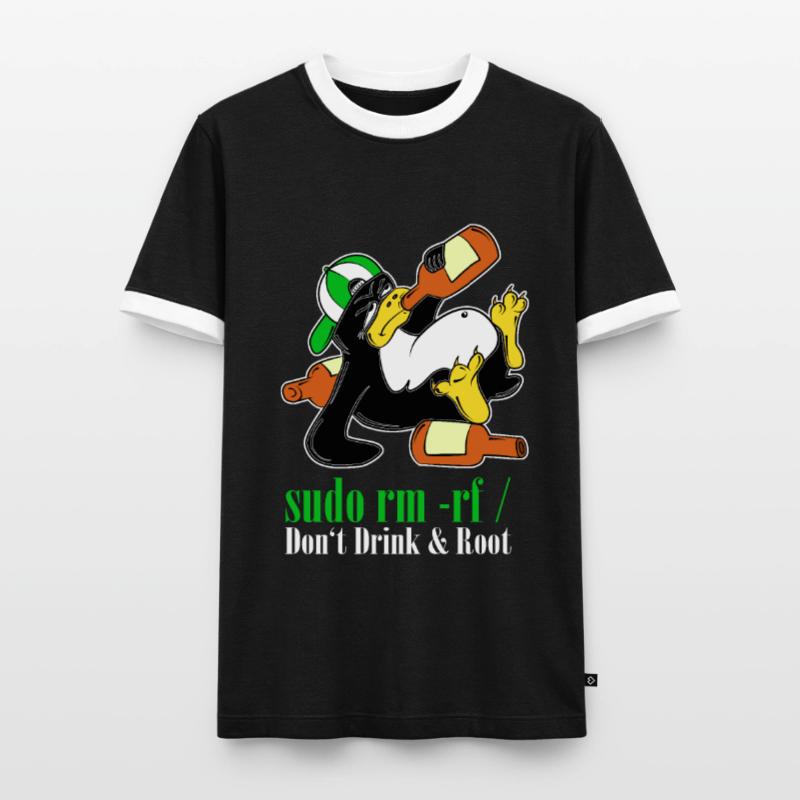 Linux Pinguin Sudo Admin Lustig Informatik PC Nerd Männer Kontrast-T-Shirt