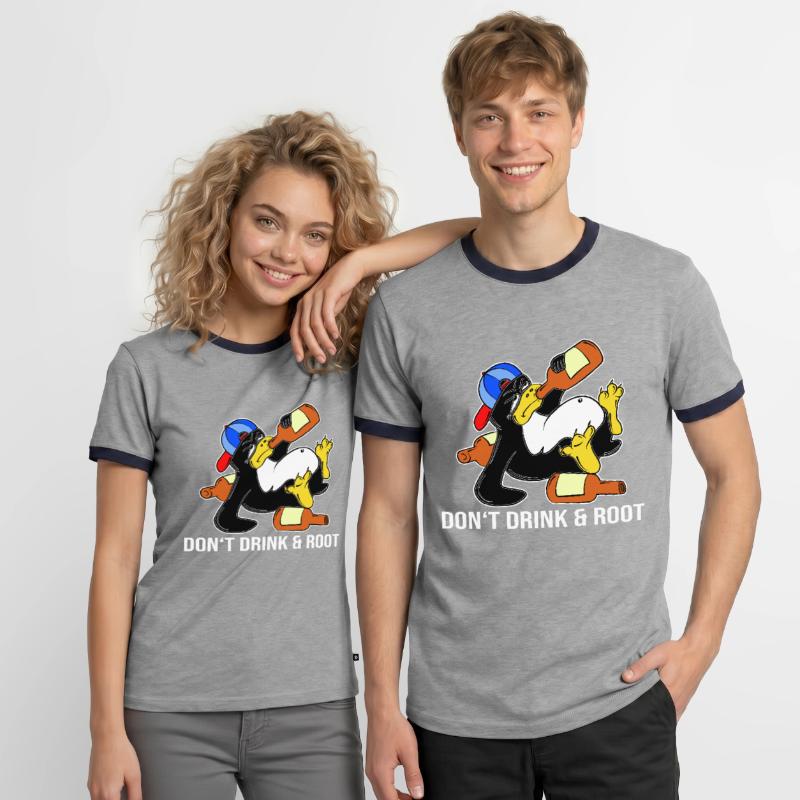 Linux Pinguin Sudo Admin Lustig Informatik PC Nerd Männer Kontrast-T-Shirt