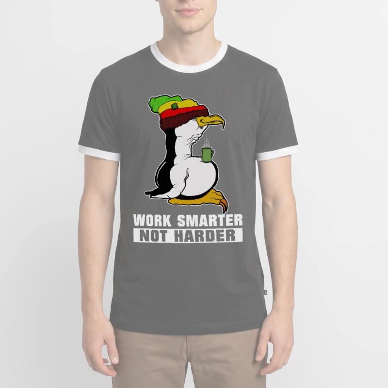 Linux Pinguin Kaffeepause Rasta Informatik PC Nerd Männer Kontrast-T-Shirt
