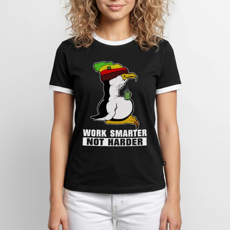 Linux Pinguin Kaffeepause Rasta Informatik PC Nerd Männer Kontrast-T-Shirt
