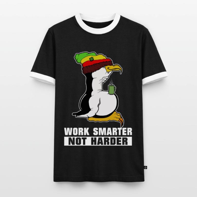 Linux Pinguin Kaffeepause Rasta Informatik PC Nerd Männer Kontrast-T-Shirt