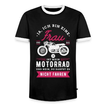 Motorrad Motorräder Bikerin Geschenkidee - Männer Kontrast-T-Shirt - Schwarz/Weiß - Vorne - AI Model Female 172 light (172cm) & AI Model Male 178 light (178cm)
