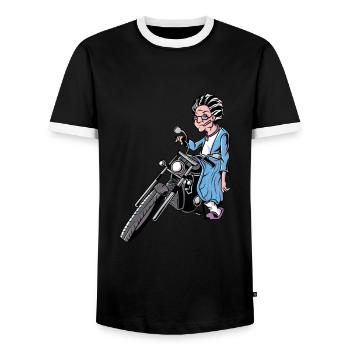 Oma Motorrad Rente Ruhestand Biker Alter - Männer Kontrast-T-Shirt - Schwarz/Weiß - Vorne - AI Model Female 172 light (172cm) & AI Model Male 178 light (178cm)