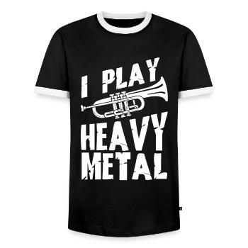 Je joue du vent de joueur de trompette en métal lourd - T-shirt contrasté Homme - noir/blanc - Devant - AI Model Female 172 light (172cm) & AI Model Male 178 light (178cm)