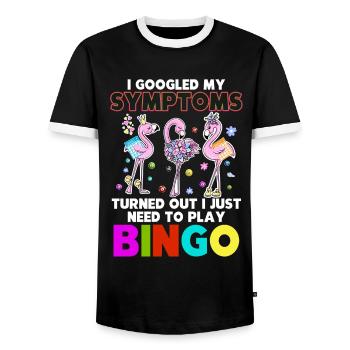 My Symtoms Turned Out I Just Need To Play Bingo - Men's Ringer Shirt - black/white - Front - AI Model Female 172 light (172cm) & AI Model Male 178 light (178cm)