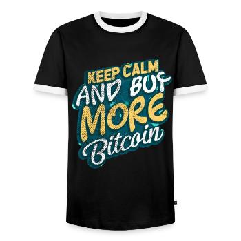 Bitcoin - Männer Kontrast-T-Shirt - Schwarz/Weiß - Vorne - AI Model Female 172 light (172cm) & AI Model Male 178 light (178cm)