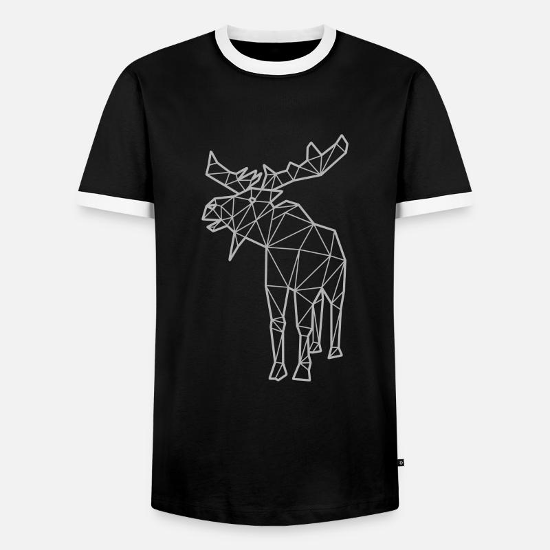 Moose polygon - Men's Ringer Shirt - black/white