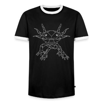 Axolotl - Style de polygone de queue (foncé) - T-shirt contrasté Homme - noir/blanc - Devant - AI Model Female 172 light (172cm) & AI Model Male 178 light (178cm)