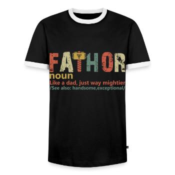 Vintage Fathor Birthday Father's Day Funny Dad - Men's Ringer Shirt - black/white - Front - AI Model Female 172 light (172cm) & AI Model Male 178 light (178cm)