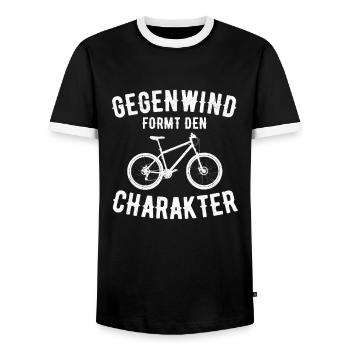 Gegenwind formt den charakter - Männer Kontrast-T-Shirt - Schwarz/Weiß - Vorne - AI Model Female 172 light (172cm) & AI Model Male 178 light (178cm)