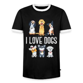 Dog dog lover - Men's Ringer Shirt - black/white - Front - AI Model Female 172 light (172cm) & AI Model Male 178 light (178cm)