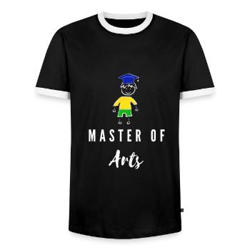 Diplômé universitaire de Master of Arts - T-shirt contrasté Homme - noir/blanc - Devant - AI Model Female 172 light (172cm) & AI Model Male 178 light (178cm)