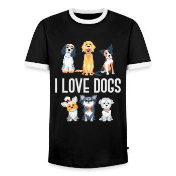 Dog gift idea dog lover - Men's Ringer Shirt - black/white - Front - AI Model Female 172 light (172cm) & AI Model Male 178 light (178cm)