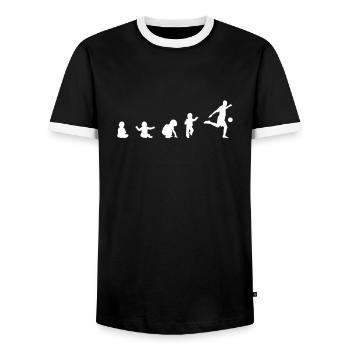 Baby soccer ball Evolution I gift idea Funny - Men's Ringer Shirt - black/white - Front - AI Model Female 172 light (172cm) & AI Model Male 178 light (178cm)