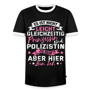 Lustig Polizistin Polizei Frau Prinzessin Geschenk - Männer Kontrast-T-Shirt - Schwarz/Weiß - Vorne - AI Model Female 172 light (172cm) & AI Model Male 178 light (178cm)