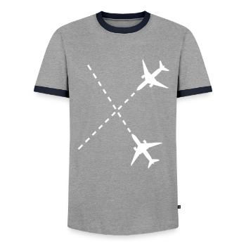 Airplanes Aircraft Drone Pilot Gift - Men's Ringer Shirt - grey/navy  - Front - AI Model Female 172 light (172cm) & AI Model Male 178 light (178cm)