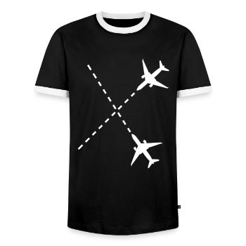 Avion pilote de drone avion cadeau - T-shirt contrasté Homme - noir/blanc - Devant - AI Model Female 172 light (172cm) & AI Model Male 178 light (178cm)