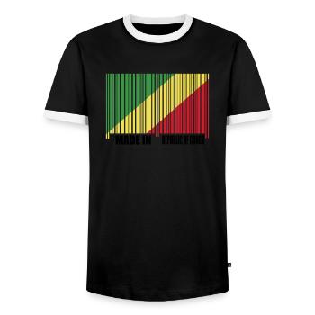 Fabriqué en République du Congo - T-shirt contrasté Homme - noir/blanc - Devant - AI Model Female 172 light (172cm) & AI Model Male 178 light (178cm)