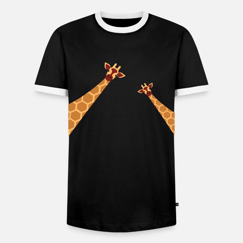 Giraffe - Männer Kontrast-T-Shirt - Schwarz/Weiß