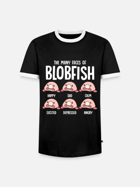 Psychrolute Ugly Fish Face Blobfish Fisc - Mannen contrastshirt - zwart/wit