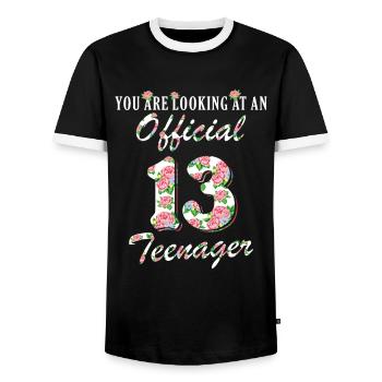 Offizielle 13 Teenager 13. Geburtstag 13 Jahre alt - Männer Kontrast-T-Shirt - Schwarz/Weiß - Vorne - AI Model Female 172 light (172cm) & AI Model Male 178 light (178cm)