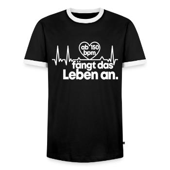 Techno 150 BPM Beats Per Minute Raver Geschenk - Männer Kontrast-T-Shirt - Schwarz/Weiß - Vorne - AI Model Female 172 light (172cm) & AI Model Male 178 light (178cm)