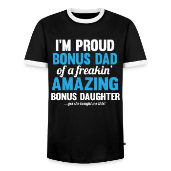 Stepdad Bonus Father - Men's Ringer Shirt - black/white - Front - AI Model Female 172 light (172cm) & AI Model Male 178 light (178cm)