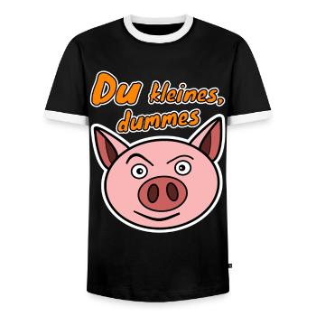 Du kleines dummes Schwein Schweinchen - Männer Kontrast-T-Shirt - Schwarz/Weiß - Vorne - AI Model Female 172 light (172cm) & AI Model Male 178 light (178cm)