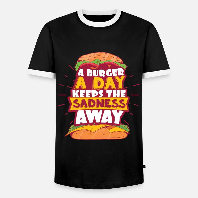 Burger - Männer Kontrast-T-Shirt - Schwarz/Weiß