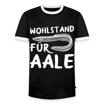 Wohlstund für Aale - Männer Kontrast-T-Shirt - Schwarz/Weiß - Vorne - AI Model Female 172 light (172cm) & AI Model Male 178 light (178cm)