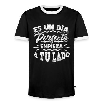 Spain Spanish - Men's Ringer Shirt - black/white - Front - AI Model Female 172 light (172cm) & AI Model Male 178 light (178cm)