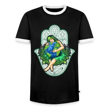 Mère Terre, Gaïa avec Mandala, Nature Idée cadeau - T-shirt contrasté Homme - noir/blanc - Devant - AI Model Female 172 light (172cm) & AI Model Male 178 light (178cm)