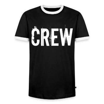 crew - Men's Ringer Shirt - black/white - Front - AI Model Female 172 light (172cm) & AI Model Male 178 light (178cm)