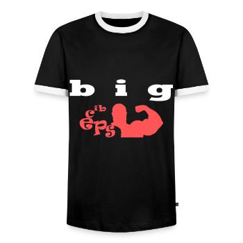 big biceps - Men's Ringer Shirt - black/white - Front - AI Model Female 172 light (172cm) & AI Model Male 178 light (178cm)