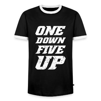 One Down Five Up - Men's Ringer Shirt - black/white - Front - AI Model Female 172 light (172cm) & AI Model Male 178 light (178cm)