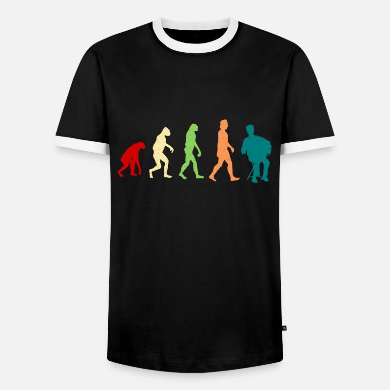 Akkordeon Evolution - Männer Kontrast-T-Shirt - Schwarz/Weiß