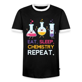 Chemistry chemicals - Men's Ringer Shirt - black/white - Front - AI Model Female 172 light (172cm) & AI Model Male 178 light (178cm)