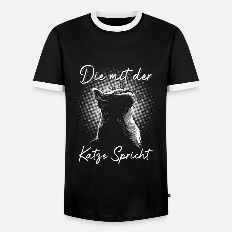 Die mit der Katze spricht - Männer Kontrast-T-Shirt - Schwarz/Weiß