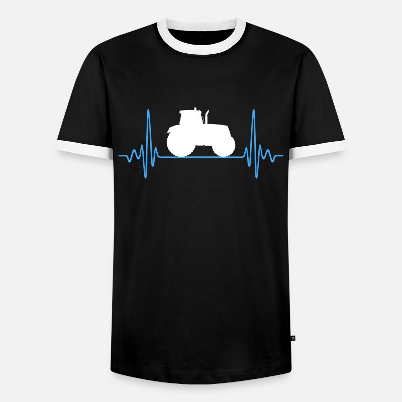 TRACTOR BLUE - Men's Ringer Shirt - black/white